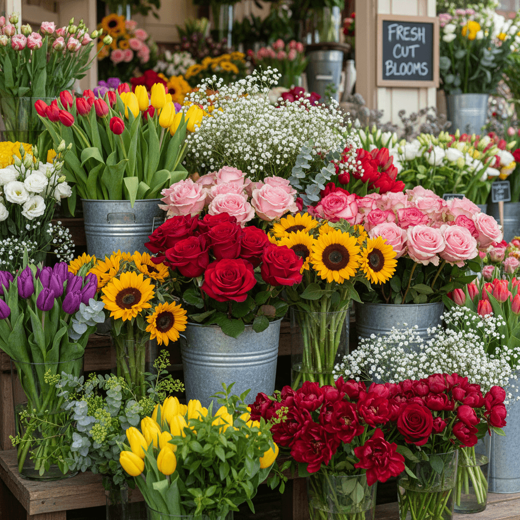 Variety of fresh flowers